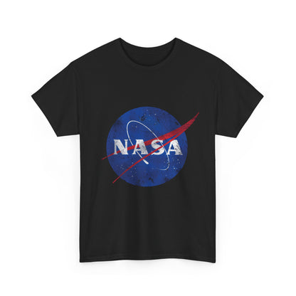 Close-up view of the Urban NASA Logo Graphic T-Shirt in 100% Cotton, highlighting the artistic NASA logo design, a statement piece for street style lovers.