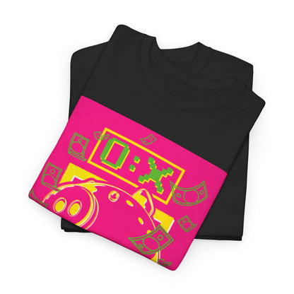 Folded Squid Game Unisex Men’s Women’s Graphic Cotton Funny T-Shirts highlighting the colourful piggy bank and currency motif, ideal for making a style statement.