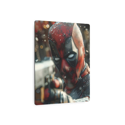 Side profile of the Deadpool Metal Art Poster, illustrating vibrant colours and details that enhance any interior space with luxury aesthetics.