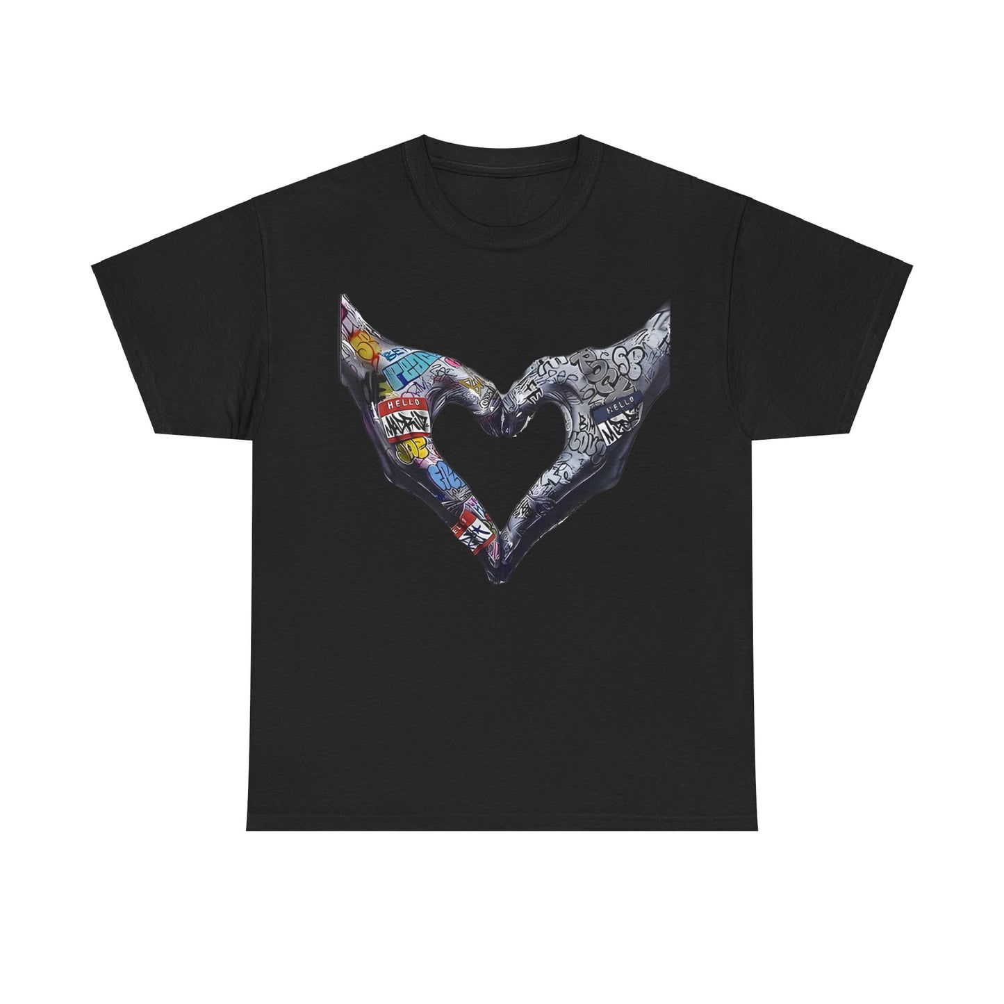 Graffiti Hands Tee, Love Graphic T-Shirt, Urban Streetwear Top, Unisex Cotton