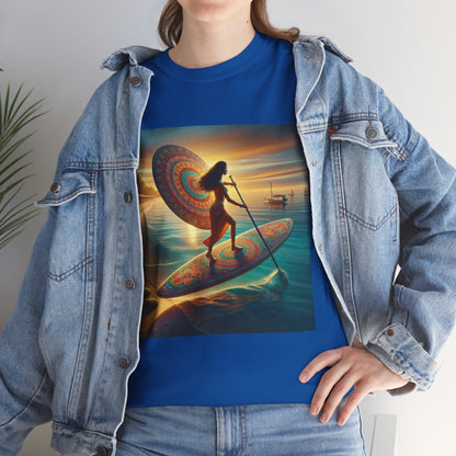 Delightfull Paddle Board T-Shirt by Dazzling Dreams Studio featuring a stunning artistic water scene, perfect for paddleboard enthusiasts.