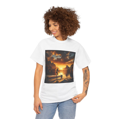 Luxury Paddle Boarding T-Shirt from Dazzling Dreams Studio featuring a stunning paddleboarding graphic, perfect for outdoor water sports enthusiasts.