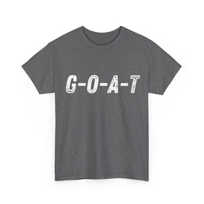 Greatest of All Time GOAT Graphic T-Shirt Urban Unisex Cotton Tee in dark heather grey, showcasing an elegant G-O-A-T design for the discerning fashion enthusiast.