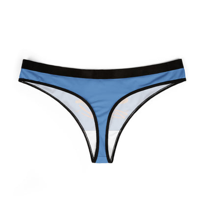 Sleek blue thong underwear displaying a whimsical 'Good Girl Gone Bad' slogan with playful colours, designed for ultimate comfort and flirtatious allure.
