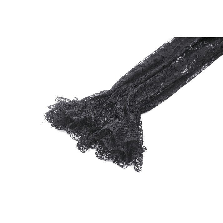 Close-up of the lace-up bust design of the Dark in Love Cosette dress, showcasing fine craftsmanship and gothic charm.