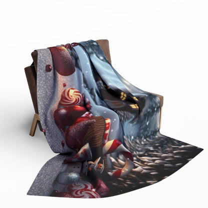 Sophisticated Decorative and Warm Christmas Arctic Fleece Blanket draped over a stylish chair, featuring festive colours and patterns ideal for holiday decor.