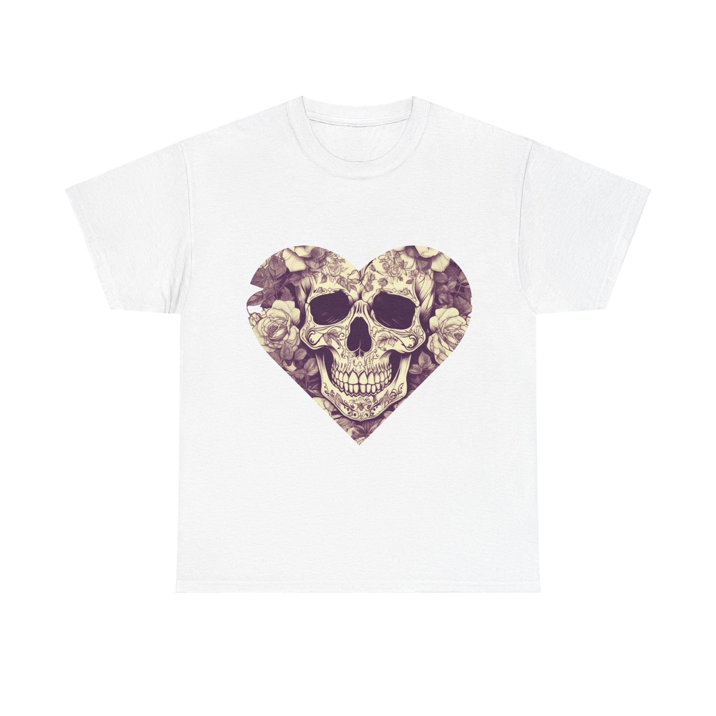 Skulls and Roses Cotton Tee, Unisex Graphic Shirt, 7 color choice