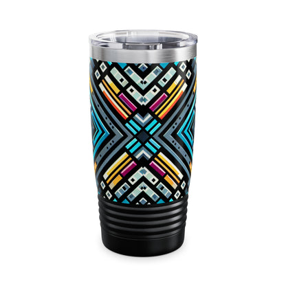 The Vibrant Neon 20oz Tumbler from Dazzling Dreams Studio with a clear lid, ideal for travel and outdoor adventures.