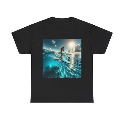 Delightful Paddle Board T-Shirt by Dazzling Dreams Studio showcasing a stunning paddleboarding graphic, perfect for nature lovers and water sports enthusiasts.