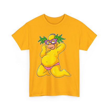 Charming graphic t-shirt showcasing Homer Simpson in a humorous pose, ideal for fans seeking a touch of fun in their attire.