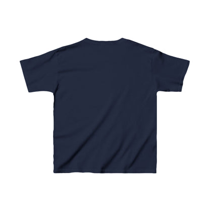 Back view of Kids Iron Man Heavy Cotton T-Shirt, showcasing a classic navy colour, designed for comfort and style for children.