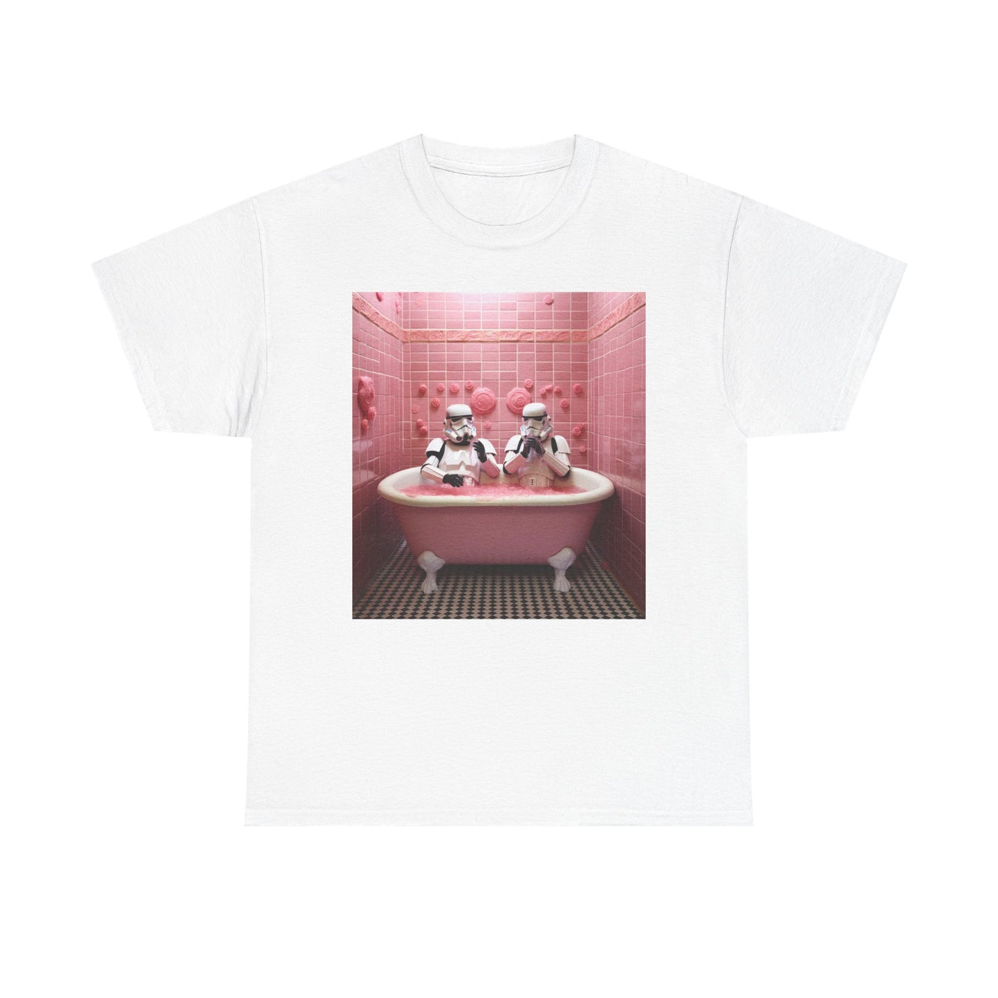 MENS FUNNY T SHIRT Stormtroopers Pink Bathtub BUBBLES DESIGN