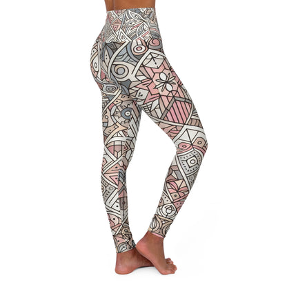 Chic Dazzling Dreams Studio PowerFlex Studio leggings featuring unique geometric patterns in soothing pastel colours, perfect for workouts or casual outings.