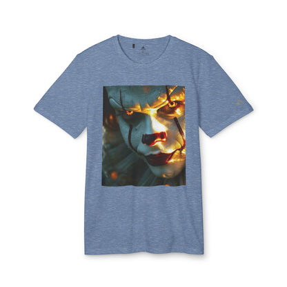 Adidas Unisex Halloween Pennywise Cute T-shirt in light blue, elegantly displaying the playful Pennywise graphic for a stylish Halloween look.