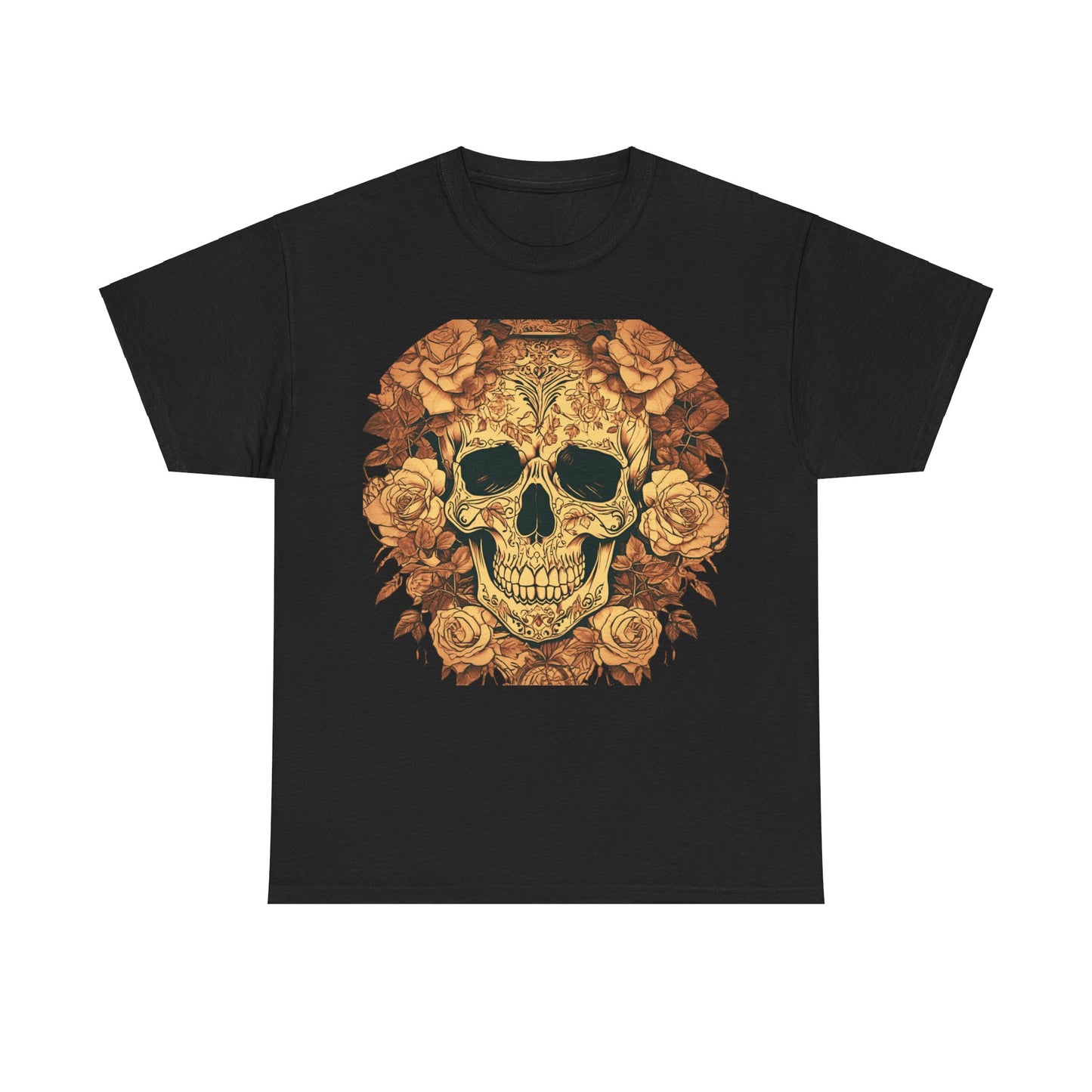 Skulls and Roses Cotton Tee, Unisex Graphic Shirt, 7 color choice