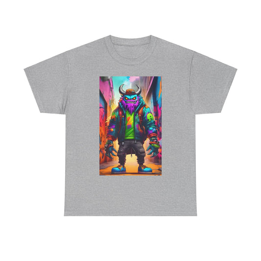 Street Monster Graphic T-Shirt in grey showcasing a bold graphic design, perfect for those who appreciate high-quality urban fashion and desire a unique look.