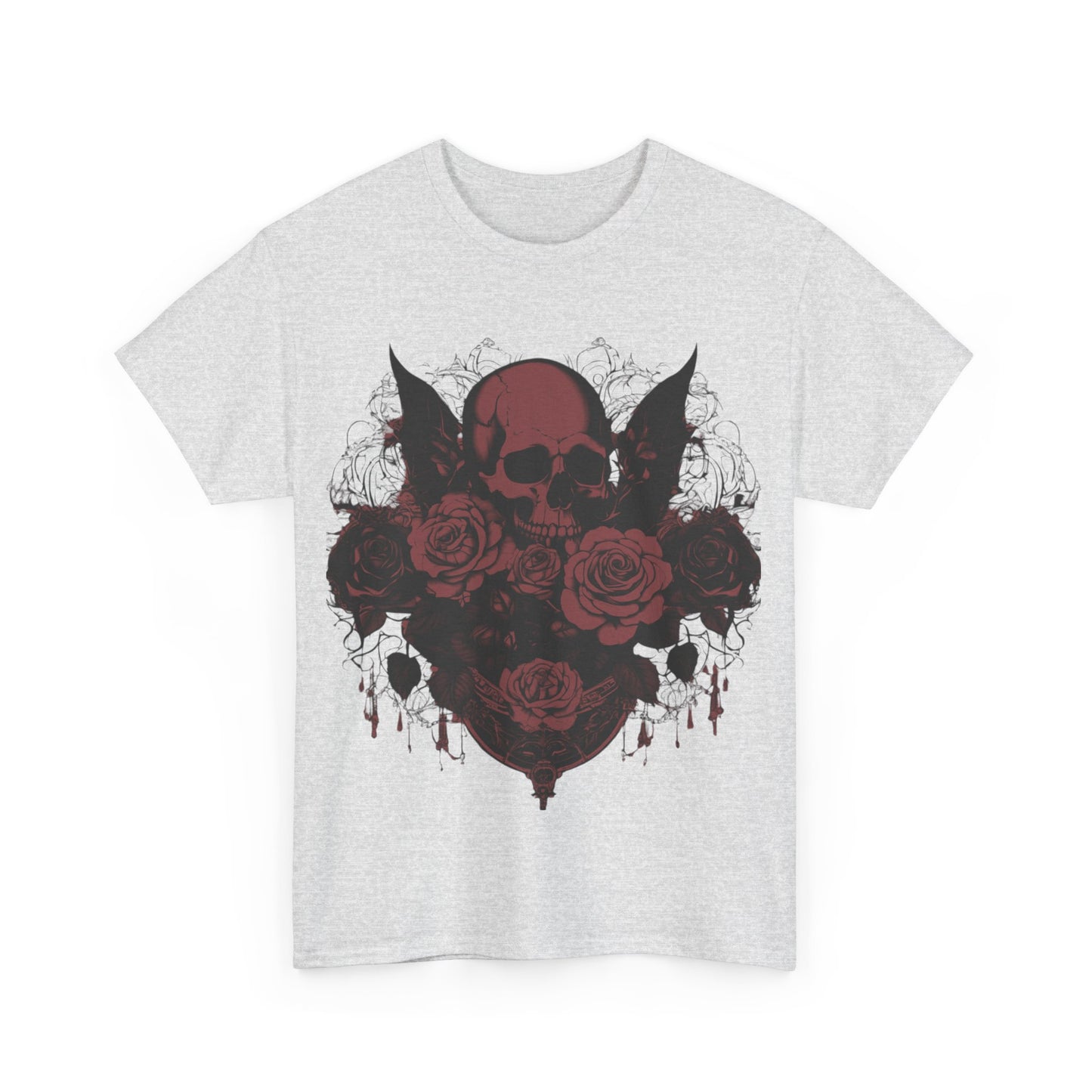 Skulls and Roses Cotton Tee, Unisex Graphic Shirt, 7 color choice