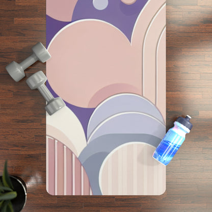 Luxury Astrid Valentin Yoga Mat in pastel purple globular design by Dazzling Dreams Studio, offering comfort and elegance for home workouts.
