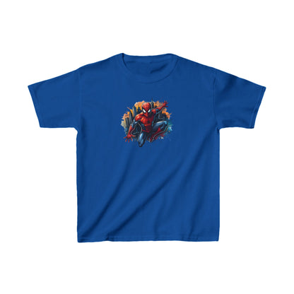 Child's Unleash Your Inner Hero: Spider-Man Unisex Graphic Tee Shirt Kids in bold blue, featuring an energetic Spider-Man graphic that blends comic artistry with modern urban vibrance.