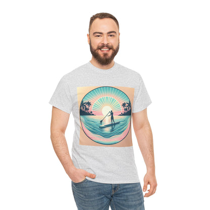 Delightfull Paddle Board T-Shirt by Dazzling Dreams Studio, showcasing a stunning paddleboarding graphic inspired by nature, perfect for water sports enthusiasts.
