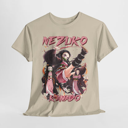 Sophisticated presentation of the Nezuko Kamado T-shirt styled on a mannequin, highlighting its artistic design and perfect fit for anime fashion aficionados.