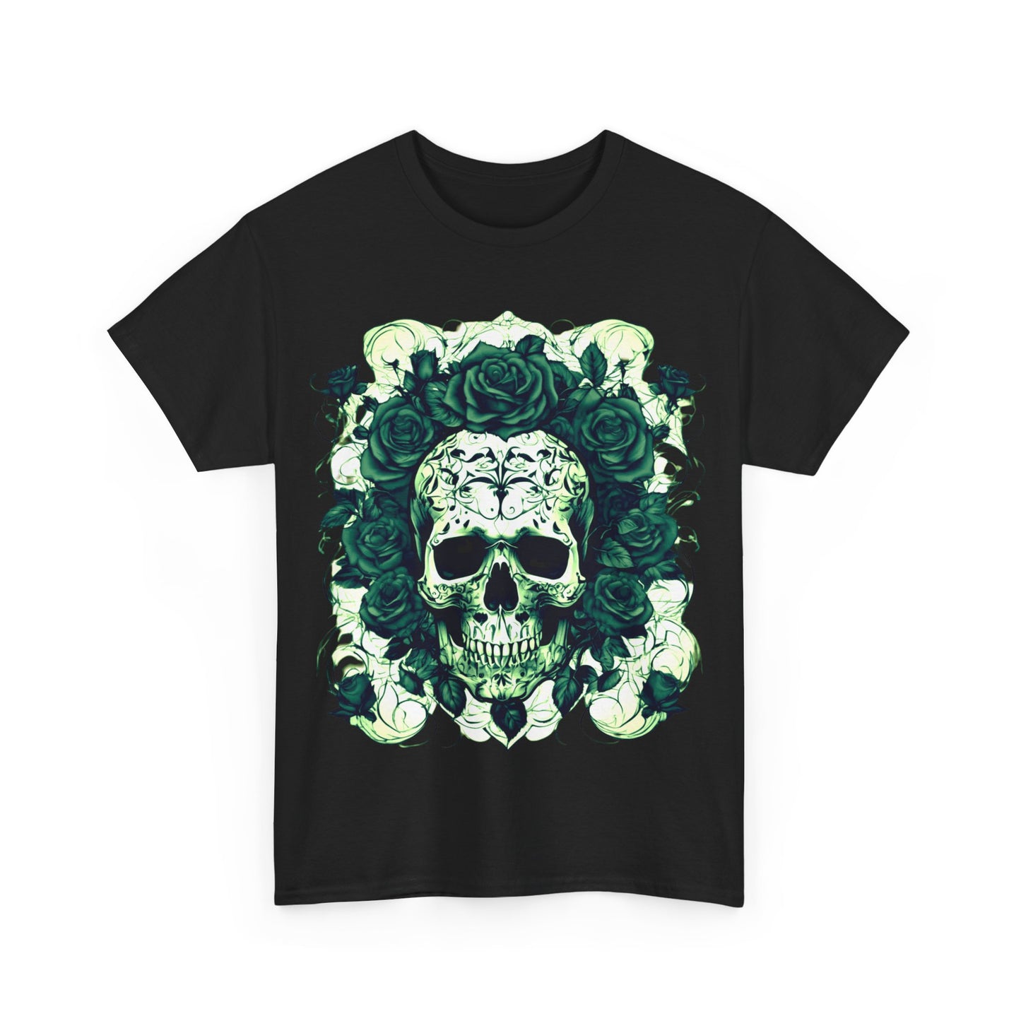 Skulls and Roses Cotton Tee, Unisex Graphic Shirt, 7 color choice