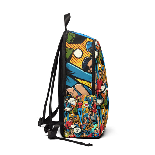 Vibrant Modern Pop Art Backpack with playful comic-style motifs, designed by Dazzling Dreams Studio, showcasing a luxurious blend of art and fashion for all ages.