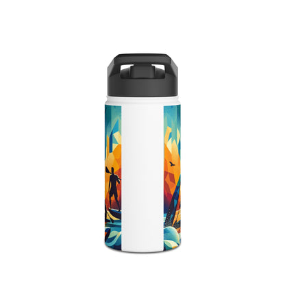 Fantasy Paddleboarding Stainless Steel Water Bottle with unique geometric design elements, combining art and practicality for the discerning paddleboard enthusiast.