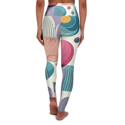 Close-up of Pastel Geometric Leggings by Dazzling Dreams Studio highlighting the breathable, ultra-soft material in an exquisite pastel colour palette.