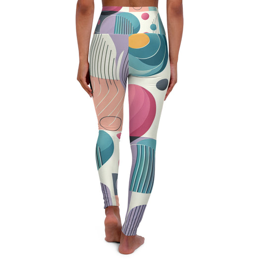 Close-up of Pastel Geometric Leggings by Dazzling Dreams Studio highlighting the breathable, ultra-soft material in an exquisite pastel colour palette.