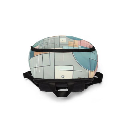 Luxury Abstract Geometric Backpack by Dazzling Dreams Studio, features delightful pastel colours and a modern design, ideal for stylish travel.