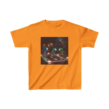 Kids Adorable Cute Aliens Heavy Cotton Tee featuring an enchanting alien theme, ideal for playtime adventures and creative expression.