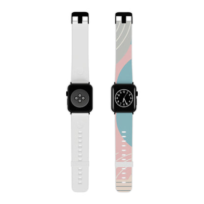 Elegant contemporary pastel watch strap with unique geometric patterns by Dazzling Dreams Studio, showcasing soft hues and an artistic design.