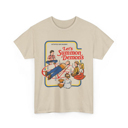 Activities For Children Funny Graphic Unisex T-Shirt featuring a whimsical design with kids playfully engaged in a comical summoning ritual, capturing the essence of childhood mischief.