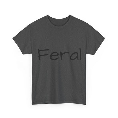 Feral Graphic Unisex T-Shirt - Artistic Urban Design, Comfortable & Inclusive Style, featuring the bold 'Feral' logo elegantly displayed on a dark fabric.