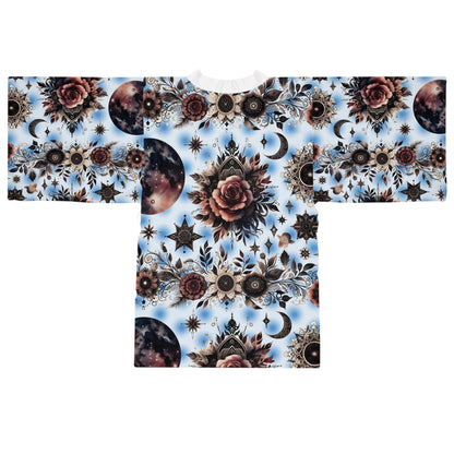 Luxurious Floral Kimono Robe for women featuring a vibrant floral design, an elegant choice for chic bathing and lounging.