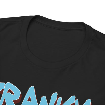 Close-up view of a luxurious Franky t-shirt collar, showcasing meticulous craftsmanship and premium material, suitable for discerning anime fans.