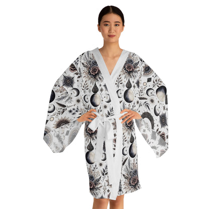 Floral Kimono Robe, a women's designer lounge wear featuring a stunning floral design, showcased in a chic model pose, ideal for both comfort and elegance.