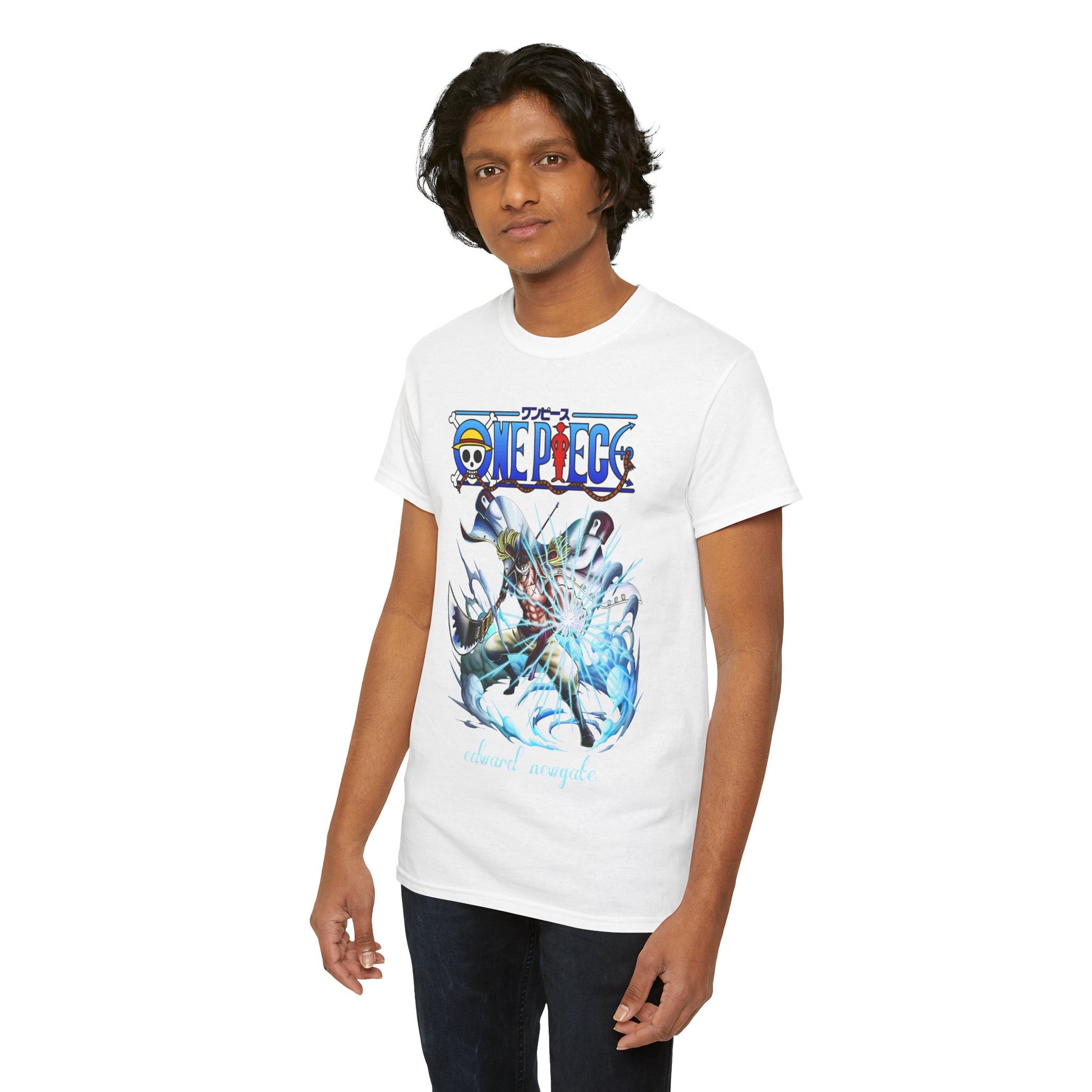 Show off your passion for anime in style with this elegant One Piece graphic tee, showcasing Edward Newgate with stunning detail.