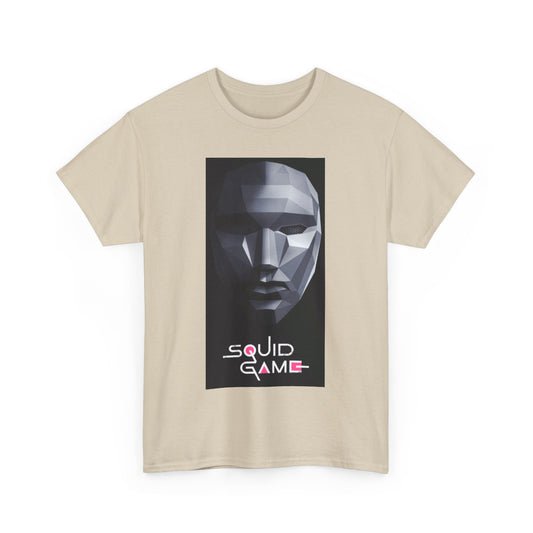 Stylish Squid Game Unisex T-Shirt showcasing a bold mask graphic, perfect for those who appreciate unique streetwear.
