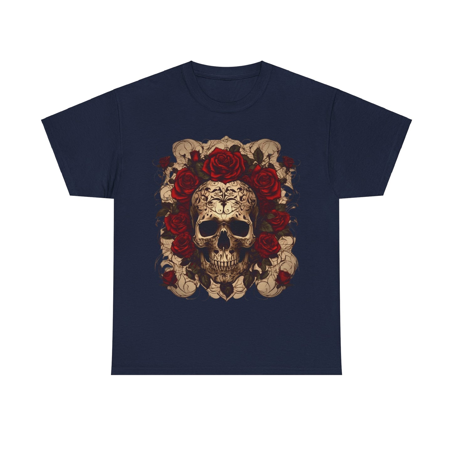 Skulls and Roses Cotton Tee, Unisex Graphic Shirt,