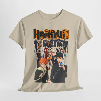 Elegant Haikyuu!! T-shirt captured on display, highlighting a stunning character illustration that embodies the energy and spirit of the volleyball anime.