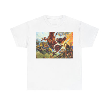 Discworld Guards! Guards! Graphic Unisex T Shirt Tee in classic white, featuring a stunning graphic that pays tribute to the adventures in Terry Pratchett's Discworld.