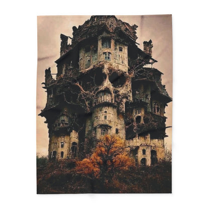 Luxury Decorative and Warm Halloween Spooky Arctic Fleece Blanket featuring a haunted house design.