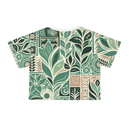 Thea Sinclair Vibrant Crop T-Shirt styled with high-waisted jeans, an effortless blend of luxury and casual from Dazzling Dreams Studio.