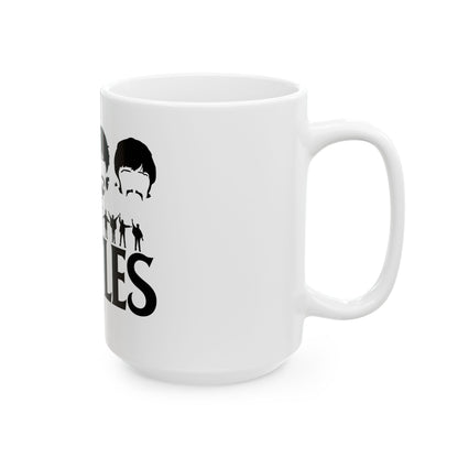 Stylish Beatles Logo Ceramic Mug, a perfect coffee companion for Beatles fans who insist on having their tea with a side of musical history!
