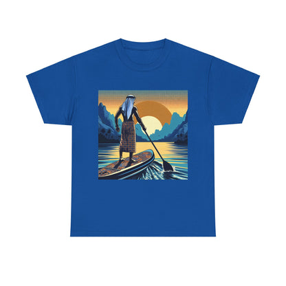 The unique paddleboarding graphic on the Delightful Paddle Board T-Shirt by Dazzling Dreams Studio, an ideal blend of style and function for all your escapades.