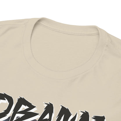 Close-up view of the neckline of a high-quality Obanai Iguro T-shirt, highlighting superior fabric and design elements.