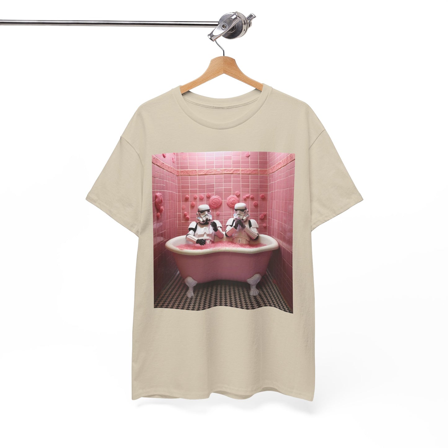 MENS FUNNY T SHIRT Stormtroopers Pink Bathtub BUBBLES DESIGN