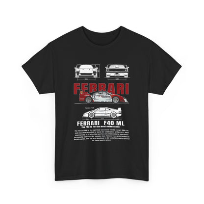 Ferrari F40 Marlboro Graphic Design T-Shirt in black, highlighting striking design elements and stylish print, ideal for expressing automotive passion.